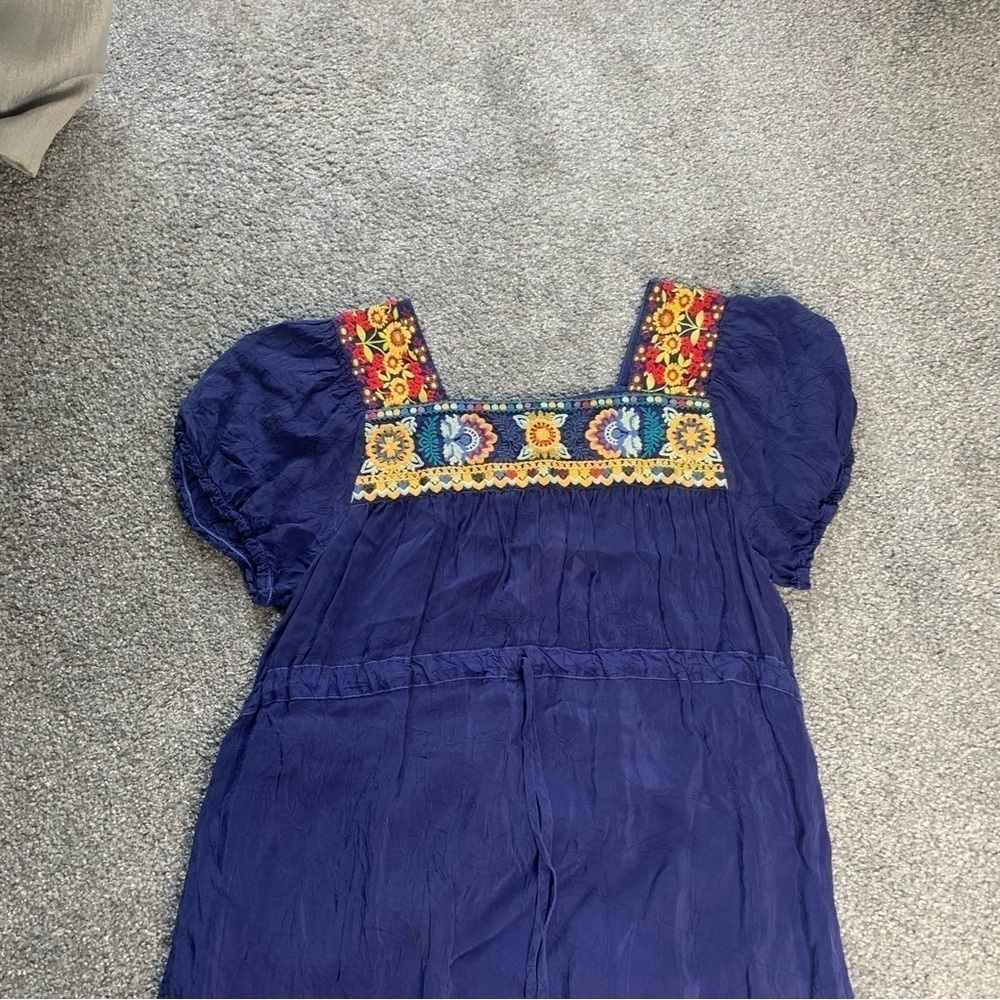 Johnny Was embroidered cap sleeve cinched waist mini dress - Picture 3 of 10